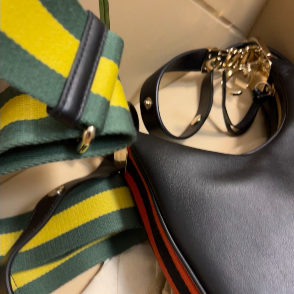 Gucci Attaché Black Shoulder Bag with Gold Accents